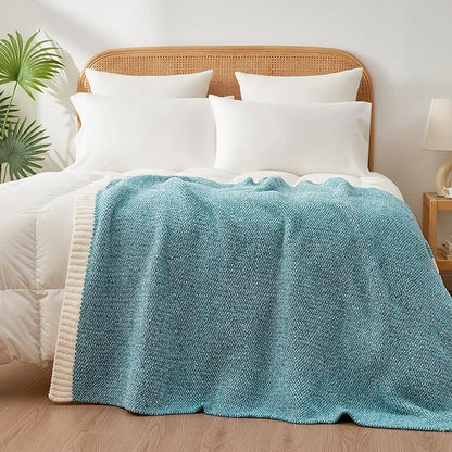 Snuggle Sac Teal Blue Oversized Throw Blankets, Super Soft Warm Cozy Throw - Image 4