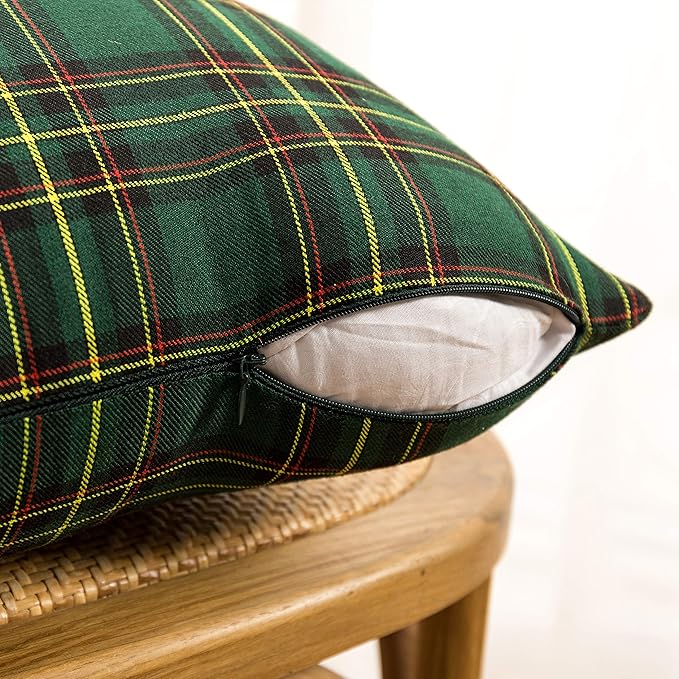 AQOTHES Pack of 2 Christmas Plaid Decorative Throw Pillow Covers Scottish - Image 7
