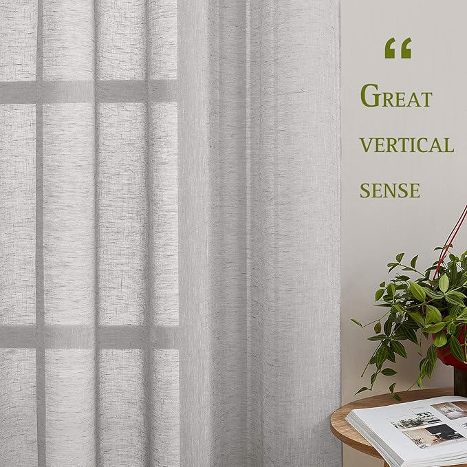 NICETOWN Linen Sheer Sliding Door Curtains 84 inch Long - Image 4