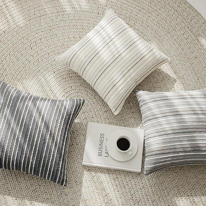 Set of 2 Multicolor Candlewick Striped Boho Throw Pillow Covers, Textured - Image 7