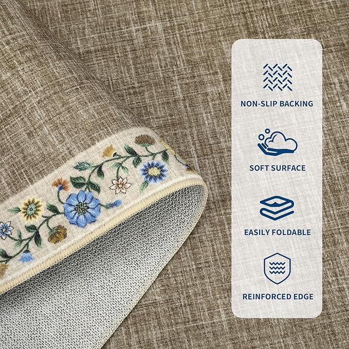GarveeHome Washable Area Rugs for Bedroom 5x7 Living Room Modern Floral Throw - Image 3