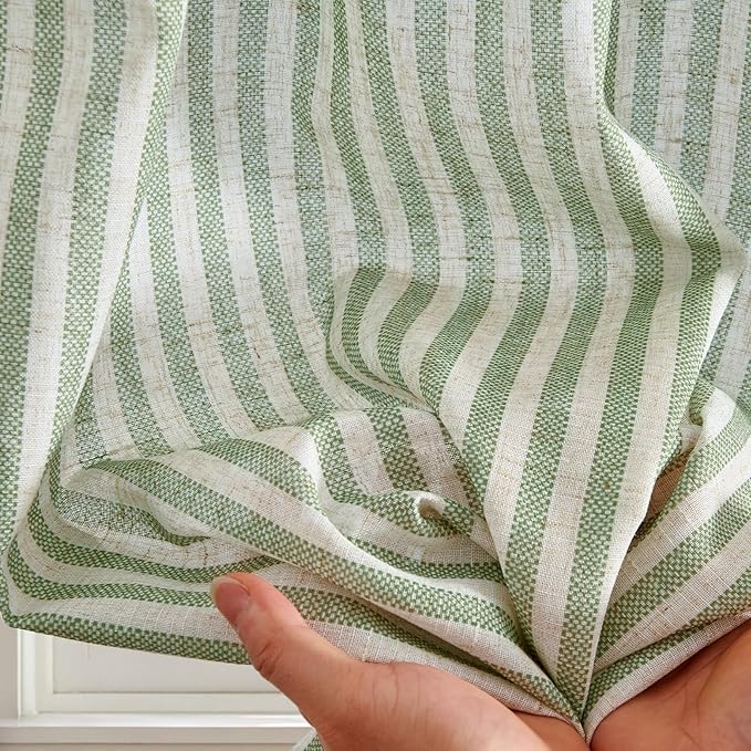 jinchan Striped Linen Kitchen Curtains 20 Inches Length Tier Curtains Farmhouse - Image 7