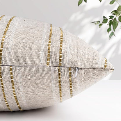 AELS 16x16 Decorative Farmhouse Linen Throw Pillow Covers, Boho Textured Pillow - Image 3