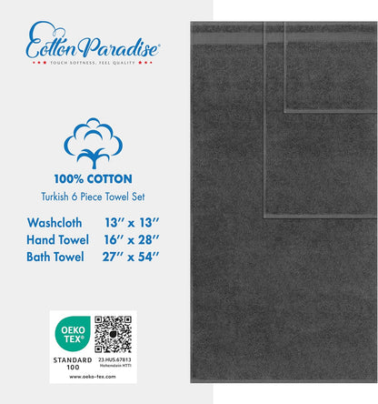 cotton paradise towel set of 6, 2 bath, side view