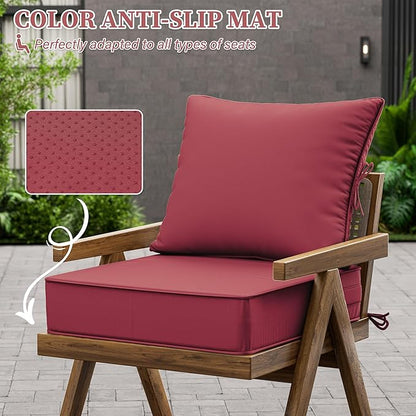 Outdoor Seat Cushion Set 24 L × 24 W × 5 H Inch Waterproof & Fade Resistant - Image 6
