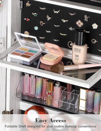 nicetree 360° swivel jewelry cabinet with lights, full on a desk or shelf