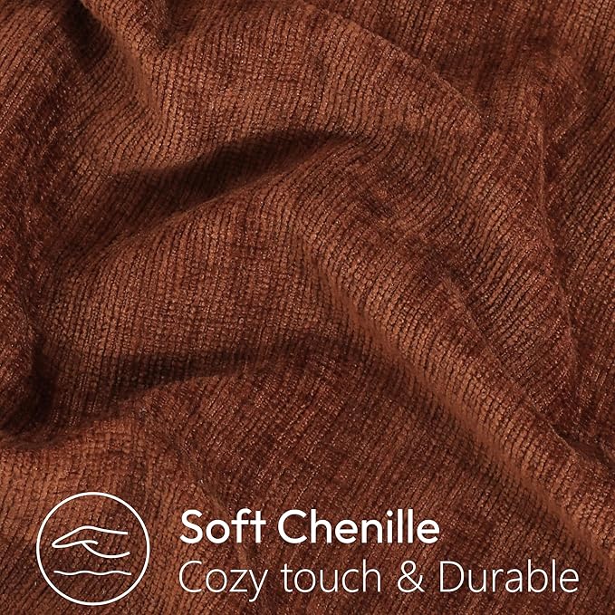 Stellhome Soft Decorative Chenille Pillow Covers 18x18 Inch Natural Mocha Brown - Image 2