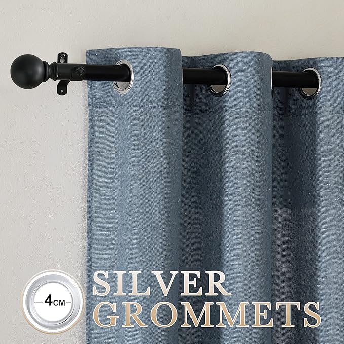 NICETOWN Linen Blend Stone Blue Curtains - Image 2