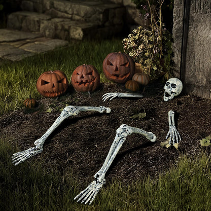 JOYIN 5 Pcs Halloween Skeleton Decorations Outdoor, Life Size Skeleton Yard Stakes, Groundbreaker Skulls Decor for Graveyard Yard Lawn Garden Ground Party Supplies