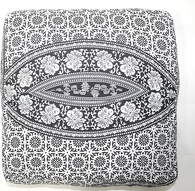 CRAFT KALA Black Elephant Flower Large Hippie Mandala Meditation Floor Ottoman - Image 7