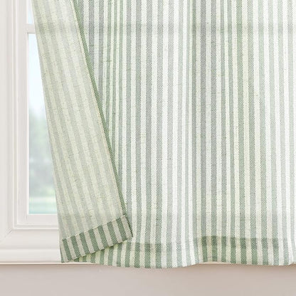 jinchan Tie Top Linen Kitchen Curtains 36 Inches Striped Tier Curtains - Image 9