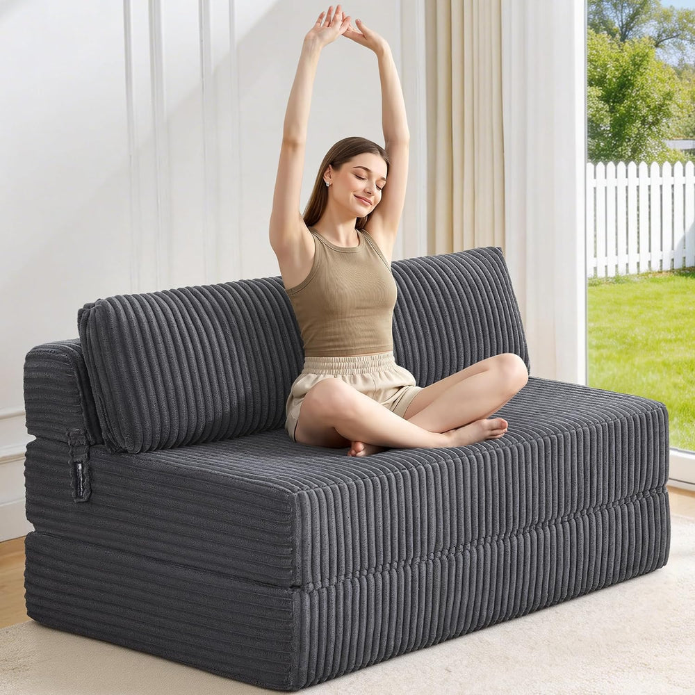 Folding Sofa Bed Convertible 4 in 1 Sleeper Chair Gray Full