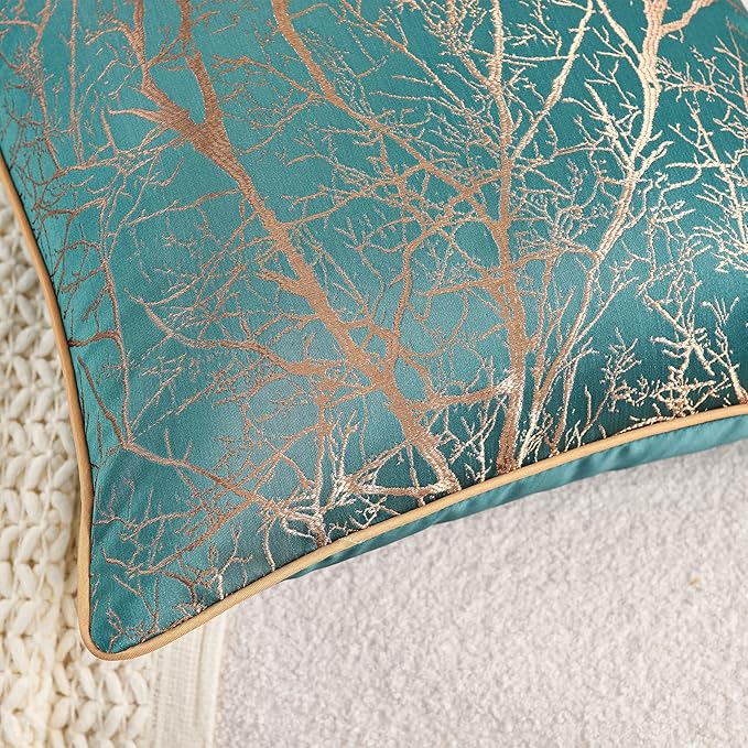 Avigers 12 x 20 Inch Rectangle Teal Green Brown Gold Tree Branch Embroidery - Image 5