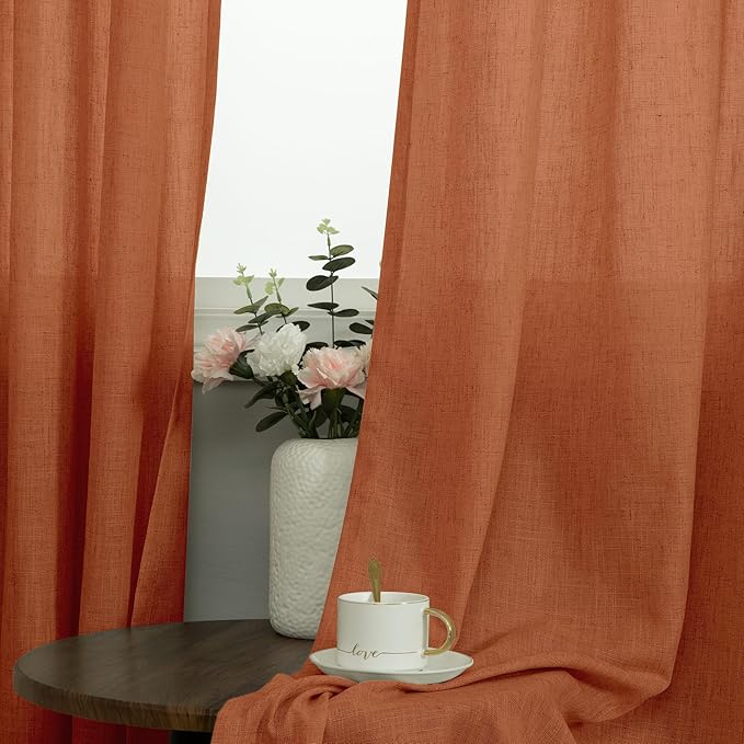 Pitalk Burnt Orange Curtains 108 Inches Long - Image 3