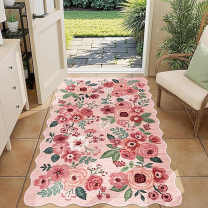 DUKINO 3x5 Area Rug, Floral Non-Slip Indoor Washable Rug by DUKINO