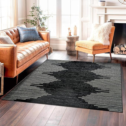 Rugshop Bohemian Stripe Stain Resistant High Traffic Living Room Kitchen by Rugshop