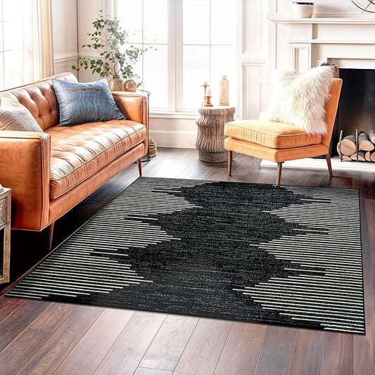 Rugshop Bohemian Stripe Stain Resistant High Traffic Living Room Kitchen by Rugshop