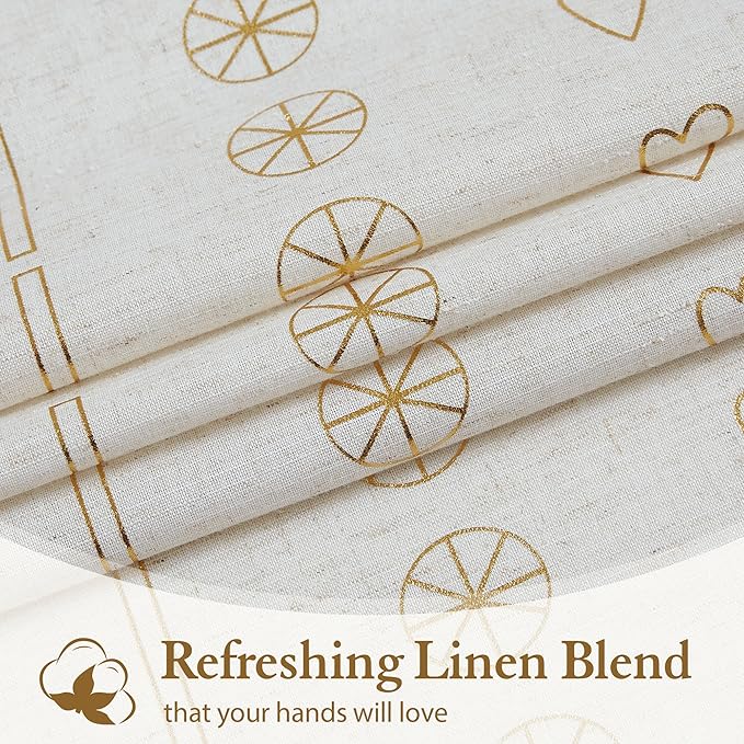 Gold Foil Linen Curtains for Bedroom, 96 Inches Long Moroccan Curtains for - Image 7