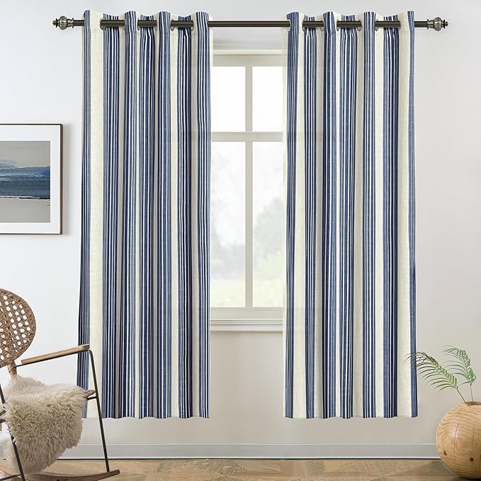 DriftAway Farmhouse Vertical Striped Linen Blend Textured Light Filtering Semi by DriftAway