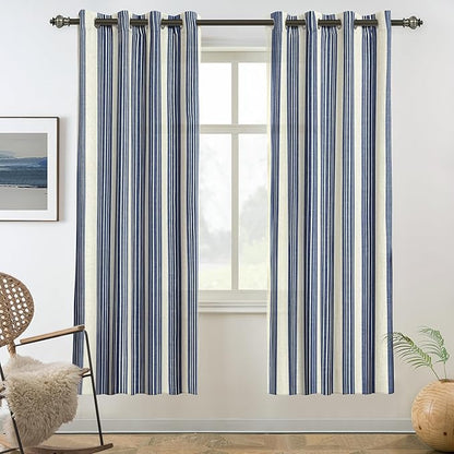 DriftAway Farmhouse Vertical Striped Linen Blend Textured Light Filtering Semi by DriftAway