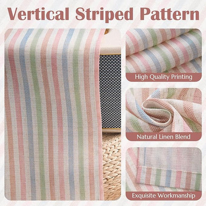 jinchan Striped Linen Kitchen Curtains 30 Inches Christmas Tier Curtains - Image 8