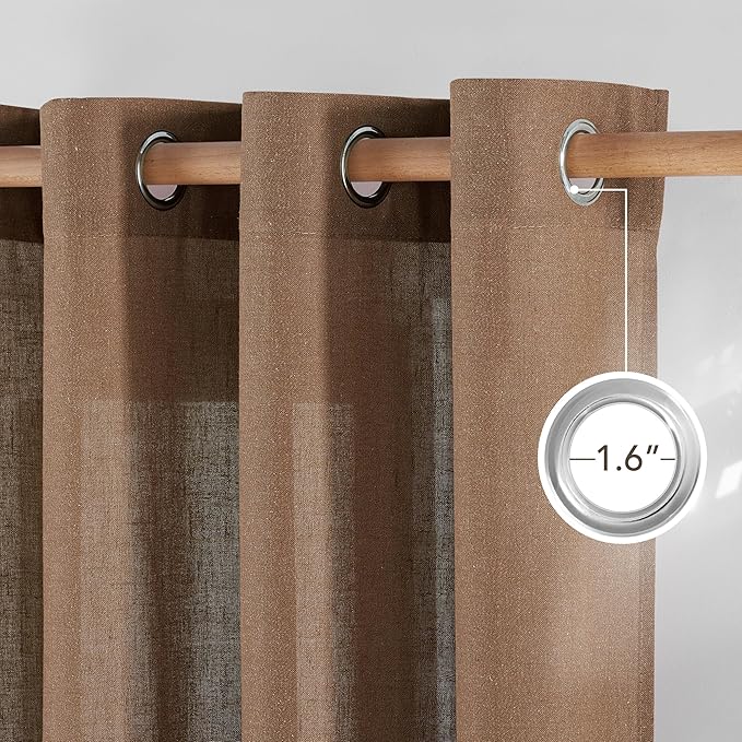 NICETOWN Gold Brown Linen Curtains - Image 2