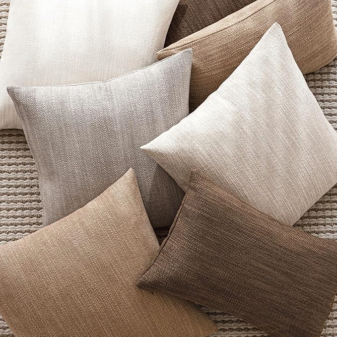 Foindtower Set of 2 Decorative Textured Burlap Linen Throw Pillow Covers - Image 6