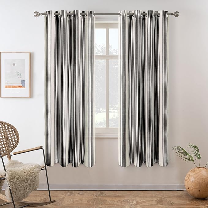 DriftAway Farmhouse Vertical Striped Linen Blend Textured Light Filtering Semi by DriftAway