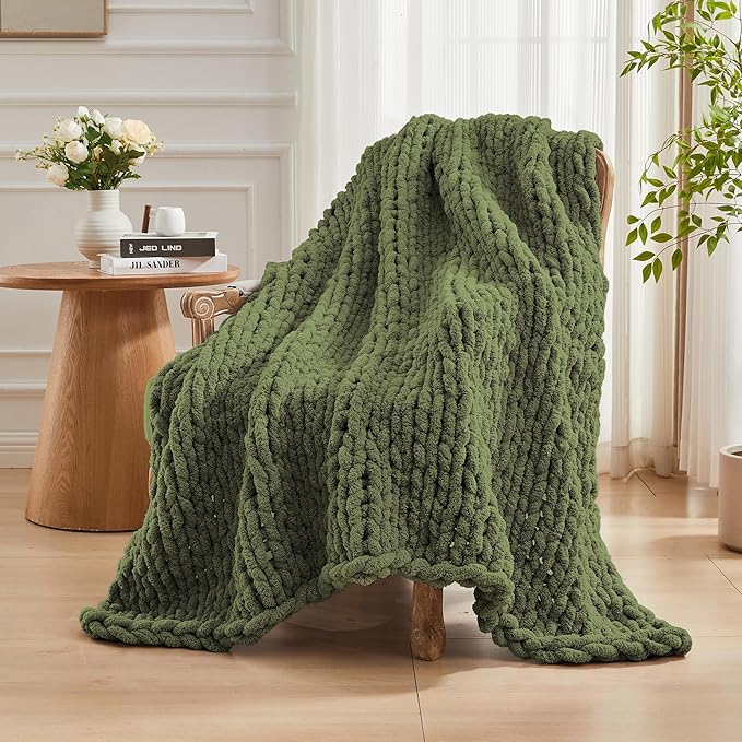 Carriediosa Chunky Knit Throw Blanket 60" X 80" Twin, 100% Hand Made Large - Image 8