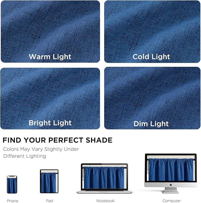 CUCRAF Linen 100% Blackout Curtains 90 Inch Length 2 Panels Set, Back Tab and - Image 4