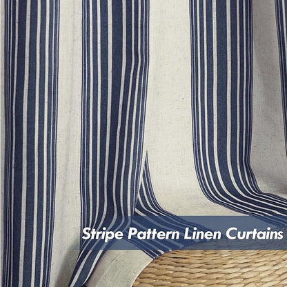 DriftAway Farmhouse Vertical Striped Linen Blend Textured Light Filtering Semi - Image 3