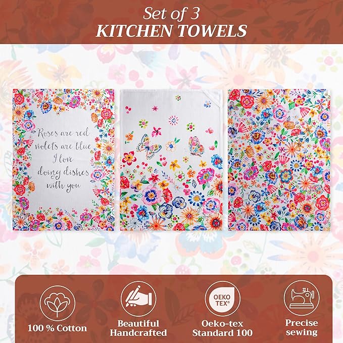 Maison d' Hermine Kitchen Towels Set of 3 100% Cotton 27.50" x 20" Reusable - Image 2