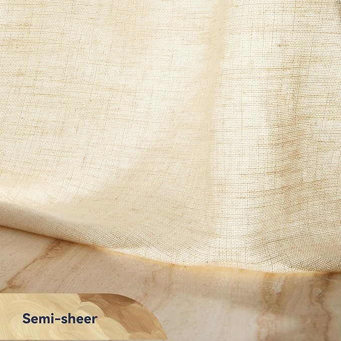 AIRLAKE Linen Blend Tier Curtains, 26 x 30 inches, Boho Farmhouse Rustic Style - Image 5
