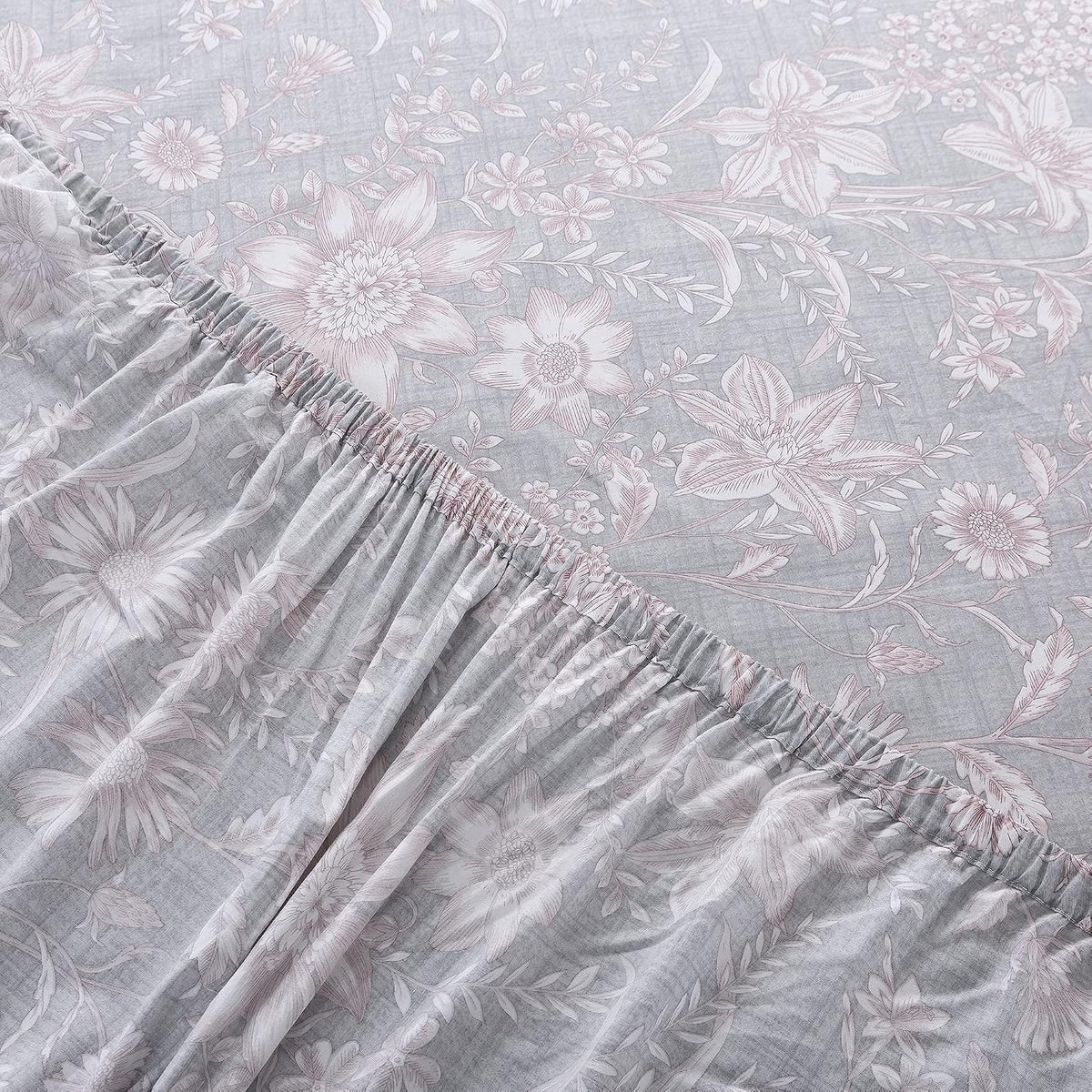 fadfay sheets set twin shabby pink and grey, front angle view