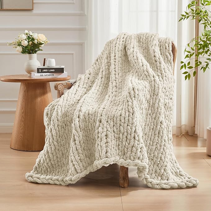 Carriediosa Chunky Knit Throw Blanket 60" X 80" Twin, 100% Hand Made Large - Image 8