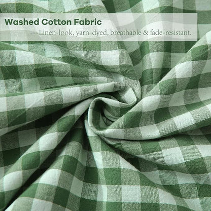 2 Pack Christmas Green White Plaid Ruffle Gingham Lumbar Throw Pillow Covers - Image 6