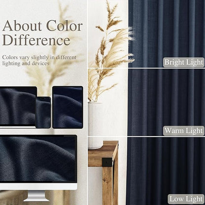 Nanspring Navy Blue Semi Sheer Curtains 72 Inches Long 2 Panels Set - Image 4
