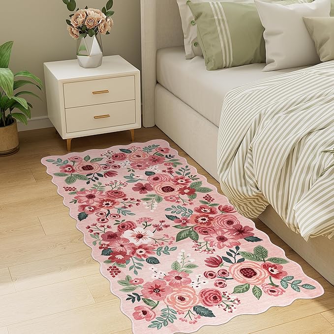 DUKINO 2x4 Washable Runner Rugs, Non Slip Floral Print Entryway Rug - Image 4