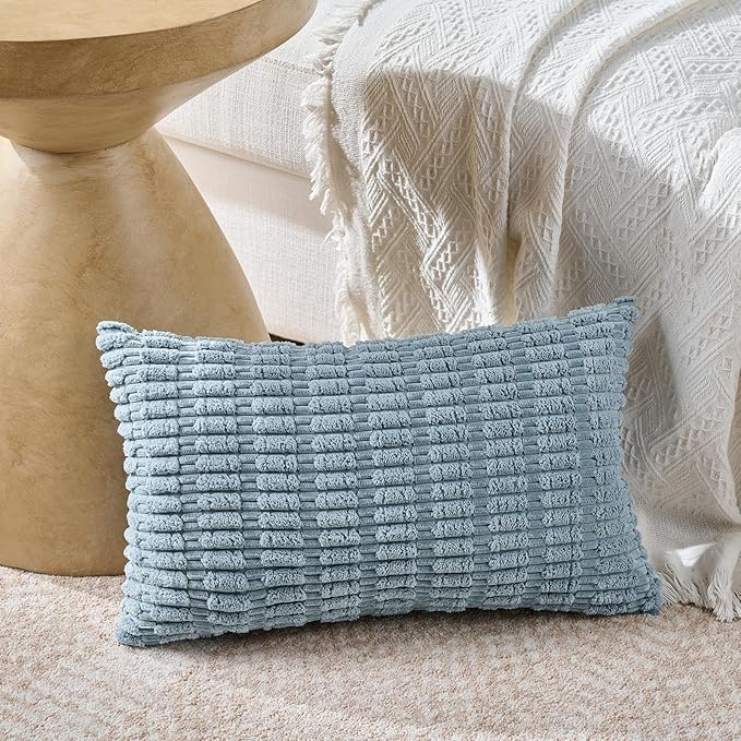 Fancy Homi 4 Packs Boho Light Blue Decorative Throw Pillow Covers 14x24 Inch - Image 2