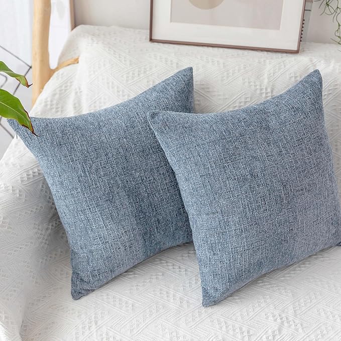 Home Brilliant Blue Throw Pillows Set of 2 Square Textured Plush Decorative - Image 7