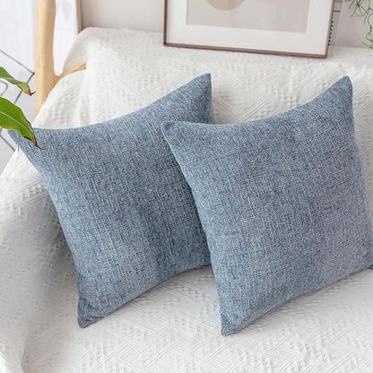 Home Brilliant Blue Throw Pillows Set of 2 Square Textured Plush Decorative - Image 7
