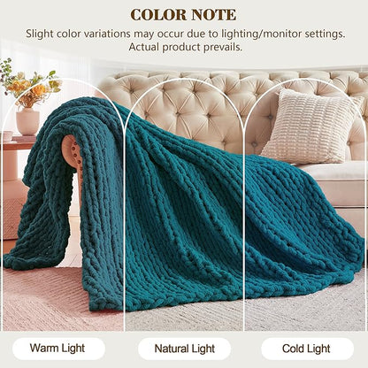 Carriediosa Chunky Knit Throw Blanket 60" X 80" Twin, 100% Hand Made Large - Image 2