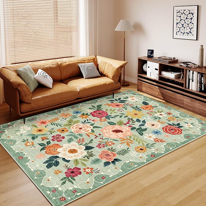DUKINO 9x12 Area Rug, Floral Rugs - Image 6