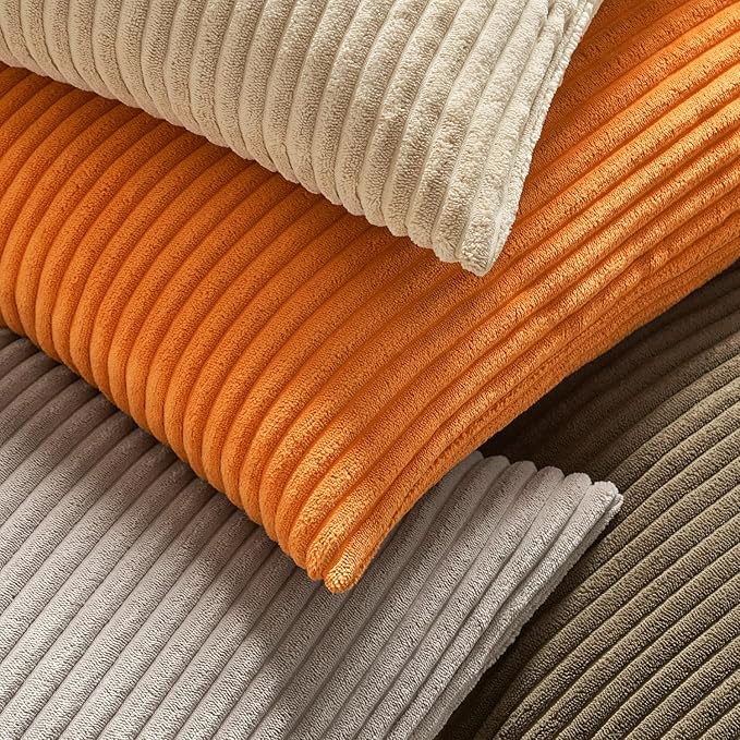MIULEE Winter Fall Pack of 2 Orange Pillow Covers 16x16 Inch Soft Boho Striped - Image 2