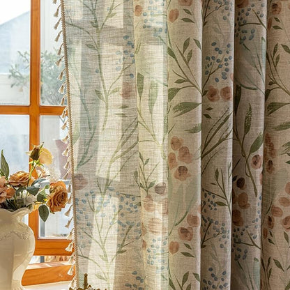 ENJOYBRIDAL Floral Curtains 63 Inch Long Bedroom Decor Drapes Short Semi Sheer - Image 5