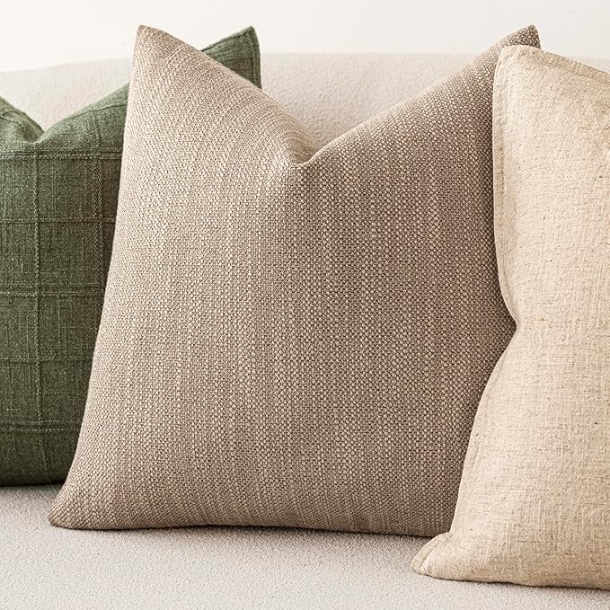 Foindtower Set of 2 Decorative Textured Burlap Linen Throw Pillow Covers - Image 4