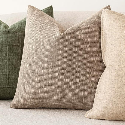 Foindtower Set of 2 Decorative Textured Burlap Linen Throw Pillow Covers - Image 4
