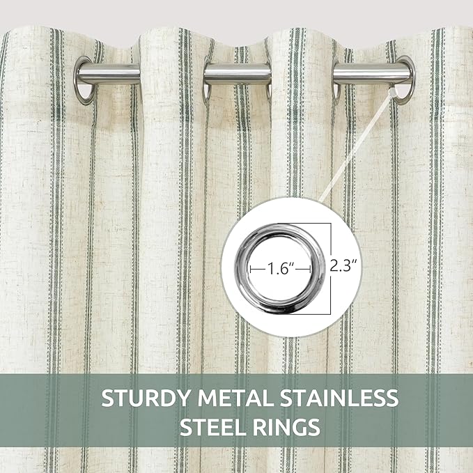DriftAway Farmhouse Vertical Striped Linen Blend Textured Light Filtering Semi - Image 3