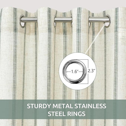 DriftAway Farmhouse Vertical Striped Linen Blend Textured Light Filtering Semi - Image 3