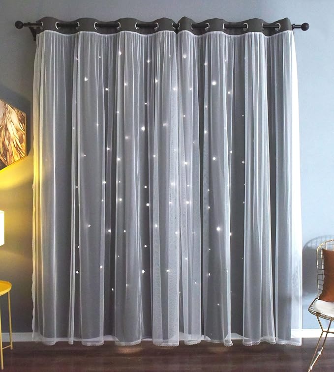Kinryb Kids Blackout Curtains for Bedroom/Living Room/Classroom, Sheer Overlay by Kinryb